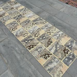 Turkish Vintage Rug 2.6x8.3 ft, <b>Brown</b> Moroccan <b>Wool</b> Rug - Product Image 2