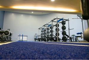 Gazon bleu Astro Gym avec bandes blanches de 10cm gazon artificiel pour traîneaux de rôdeur et piste de sprint - Product Image 2