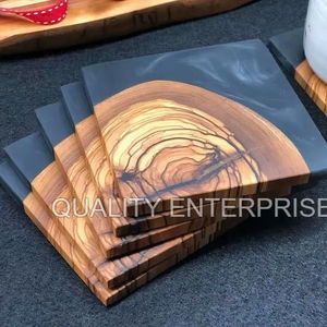 Classic Square <b>Epoxy</b> Resin Acacia Wood Handmade Eco-Friendly Durable Coaster with Customizable Thickness From India - Product Image 1
