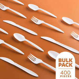 Couteaux, fourchettes et cuillères en plastique biodégradable, imperméables, robustes, écologiques, jetables, 100% compostables - Product Image 1