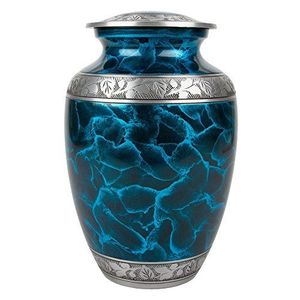 Urna Funeraria de Estilo Europeo, Colección 4 Bend, Artesanía en Metal Fundido con Esmalte Azul, Urnas Grandes para Artículos Funerarios - Product Image 5