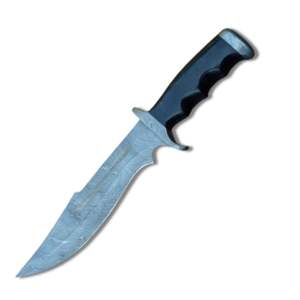 MANCHE MICRTA EN ACIER DAMAS FAIT MAIN SUR MESURE BEAU COUTEAU BOWIE DE CHASSE AVEC GAINE EN CUIR par COUTEAUX MAKER. - Product Image 1