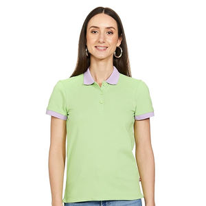 BD Style femmes été pour polo confortable respirant tricoté Design couleur unie coupe ajustée col tournant décontracté à la mode - Product Image 1