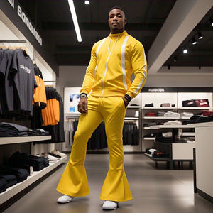 Haute qualité Flare survêtement hommes sweat à capuche pantalons de survêtement ensemble lourd polaire Jogging Fitness porter Flare survêtements hommes - Product Image 5