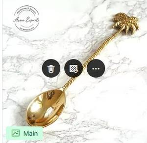 ชุดช้อนและส้อมด้ามใบไม้ทองเหลืองแบบพรีเมี่ยมเคลือบสีทองหรูหราเหมาะสำหรับการตกแต่งอาหารของขวัญและการใช้บริการ - Product Image 4