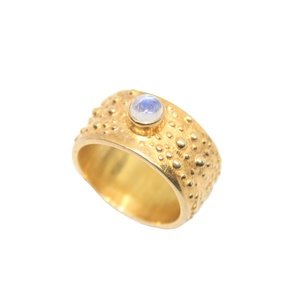 Eccentric Beautiful New Collection 925 <b>Sterling</b> <b>Silver</b> Rainbow Moonstone Gold Plated <b>Band</b> <b>Ring</b> - Product Image 1