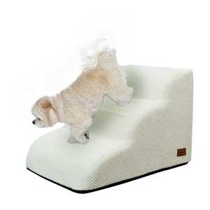 [AllmioPet] Escalier pour animaux de compagnie 3 marches ivoire AMP 3 IV en tissu nuage, marches pour chiens et chats conçues pour l'escalade quotidienne en intérieur - Product Image 1