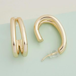 Boucles d'oreilles créoles géométriques tendance 143897 - Accessoire élégant et unique - Product Image 4