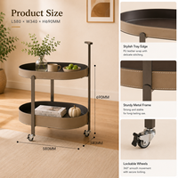 Table console ovale moderne et écologique à 2 niveaux en cuir PU avec roulettes pour le salon