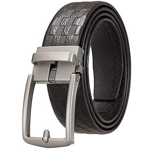 Mens Genuine <b>Leather</b> Belt Custom Logo Steel Durable Craftsmanship Classic Design Premium Finish Business Casual Use Waterproof - Product Image 2