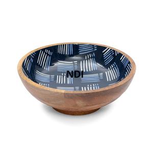 Bol en bois fini émaillé de qualité durable, design fait à la main, récipient à fruits design naturel pour le service ou le stockage de pop-corn - Product Image 1