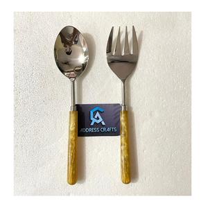 ชุดช้อนสลัดสแตนเลสพร้อมด้ามเรซิ่นสไตล์วินเทจ อุปกรณ์ครัวสุดหรู ราคาขายส่ง - Product Image 1