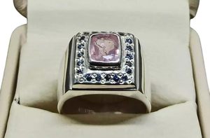 Wholesale <b>Mans</b> <b>Ring</b> Natural Rose Quartz & CZ Gemstone April Birthstone All Sizes Arabic Wedding Jewelry 925 Sterling Silver <b>Ring</b> - Product Image 3