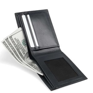 กระเป๋าสตางค์หนังสีทึบสไตล์วินเทจเปิดปิดแบบสั้นปักลาย - Product Image 2