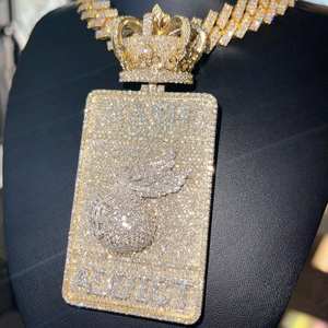 Illuminate Your Style with the Dazzling Latest 14kt White <b>Gold</b> Labgrown Fully studded Diamond Cuban Chain with Hip Hop Pendant - Product Image 2