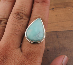 แหวนพลอยลาริมาร์ธรรมชาติทำด้วยมือแบบโบฮีเมียนแบบคลาสสิก925เรือนสีเงินสเตอร์ลิงแหวนหมั้นสำหรับงานแต่งงานแบบทั้งชายและหญิง - Product Image 4