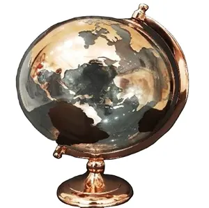 Globe de créateur contemporain, en cuivre Antique, avec carte rouge imprimée, boule de verre, un spectacle