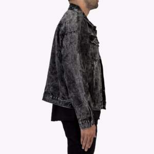 Veste en jean trucker noire délavée à l'acide, de haute qualité, élégante, sans marque, personnalisée OEM 2026 - Product Image 3