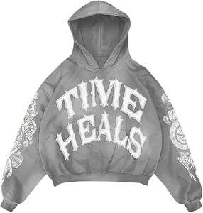 Sudadera con Capucha Personalizada de Alta Calidad, Estilo Urbano, de Felpa, Vintage, de Doble Capa, Lavada al Ácido, con Bolsillos Desgastados - Product Image 5