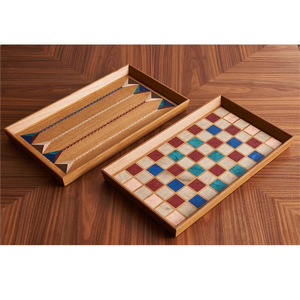 Plateau de service en bois avec poignées confortables, conçu pour un transport facile - Product Image 1