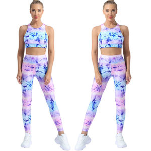 Women's Summer Sports Casual Activewear Yoga Suit <b>Set</b> Hot Selling Solid Color Elastic Waist Hip Tie Dye Quick Drying <b>Short</b> <b>Tops</b> - Product Image 6