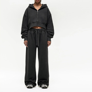 Ensemble de survêtement en molleton à capuche à motif uni personnalisé pour femmes 2 pièces Jogging Pantalons de jogging Ensemble de vêtements d'hiver pour femmes - Product Image 5