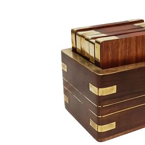 New Arrival Set of 6 Wooden Coasters for <b>Table</b> Use <b>Low</b> Price Pad for Tea Cup Water Glasses Coffee Mugs Beer Cans Bar Tumblers - Product Image 2