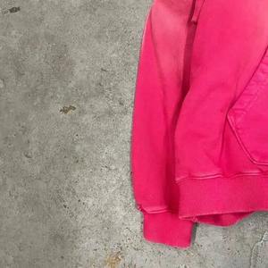 Sudadera con capucha de invierno para hombre, diseño de lavado ácido desteñido al sol personalizado, ropa de calle con estampado de diamantes de imitación de gran tamaño, bordado a la cadera - Product Image 4