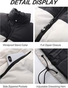 Gilet matelassé pour homme, léger, pour l'hiver, vestes d'extérieur chaudes, col montant, fermeture éclair, sans manches, veste d'extérieur - Product Image 5