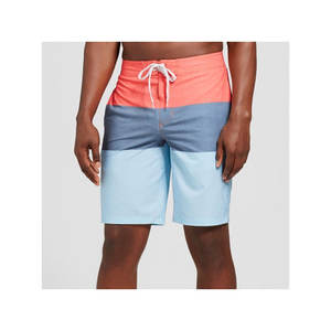 กางเกงว่ายน้ำผู้ชายกางเกงขาสั้นผ้ายืดเอวยืดผ้าใบลำลองสีพื้นกันน้ำ - Product Image 2