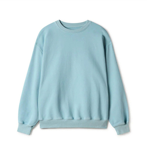 เสื้อสเวตเตอร์คอกลมแขนยาวแบบสวมหัวสีฟ้าใส่ได้ทั้งชายและหญิงเสื้อสวมหัวผ้าคอตตอนผสมฤดูหนาว - Product Image 1