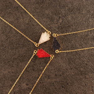 Joyería fina, collar de cadena de cable chapado en oro druzy de azúcar negro natural, colgante, collar de piedras preciosas inspirado, joyería personalizada - Product Image 2