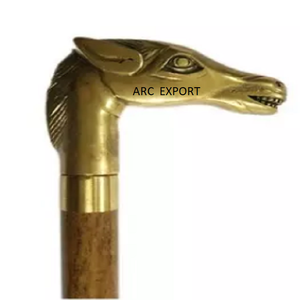 Cabeza de diseño de caballo para palo, decoración de Metal Dorado, la mejor calidad, moderno, personalizado, bastón para servir a precio razonable - Product Image 1