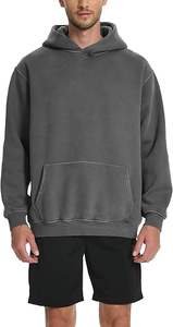 Sweat-shirt à capuche basique en coton pour homme 100% coton motif solide brodé anti-rétrécissement/coton mélangé - Product Image 3