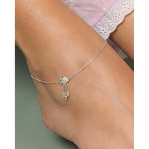 NOVAMART Fine Buy 100% <b>Real</b> 925 Silver Anklets/ Payal for Women & Girls 14k Gold Plated with Cute Diamond Main Stone Material Wh - Product Image 4