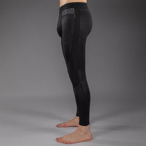 Leggings de sport longs pour hommes, noirs, de compression MMA, avec ceinture à motif, pour grappling, BJJ, boxe, fitness, entraînement - Product Image 4