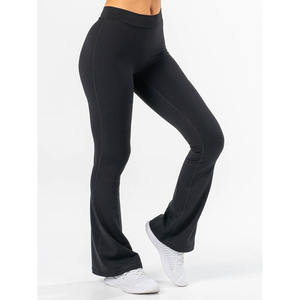Nouveau Leggings évasés noirs personnalisés NKD V Scrunch High Fold Over Waistband Dernières et vêtements actifs Leggings de gymnastique à la mode pour les femmes - Product Image 6