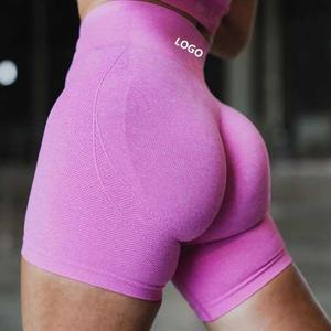 Pantalones de Yoga transpirables de cintura alta sexis para mujer, pantalones cortos de motorista deportivos sin costuras para entrenamiento, pantalones cortos de Yoga con patrón sólido para correr - Product Image 1