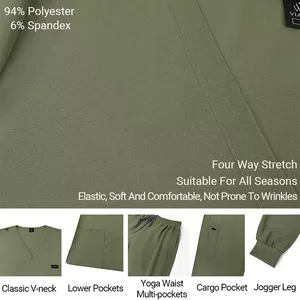 Ensemble de blouses médicales unisexes, haut à col en V et pantalon de jogging, tissu en toile durable, uniforme d'infirmière pour femmes et hommes - Product Image 3