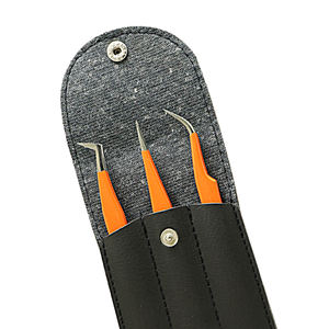 Ensemble de 3 pinces à épiler à pointe fine en acier à haute teneur en carbone avec étui pour extensions de cils 3D/6D - Product Image 4