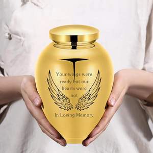 Urnes de crémation pour cendres humaines ailes d'ange arbre de vie urne pour cendres pour femmes hommes adultes funérailles taille personnalisée urne or - Product Image 3