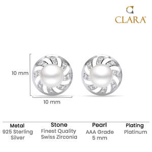 NOVAMART Fine <b>Silver</b> Damsa Real Pearl <b>Stud</b> Earrings Elegant Flower Shaped <b>Studs</b> Wholesale Export - Product Image 5