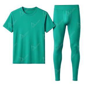 Ensemble fitness d'été 2 pièces en coton respirant pour hommes avec t-shirt et guêtres pour la course à pied, le yoga, la flexibilité et le confort - Product Image 1