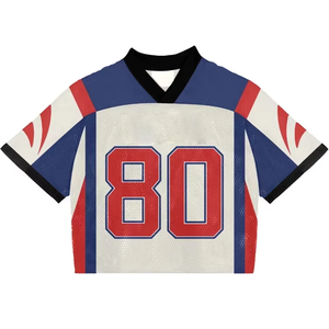 Camiseta de fútbol cuadrada de secado rápido personalizada de fábrica, ropa de calle de manga corta barata, con estampado de malla Digital camisetas de fútbol, fútbol americano - Product Image 2