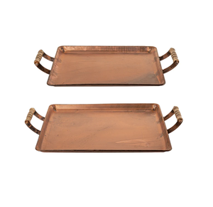 Bandeja de servicio de cobre de diseño rústico Precio asequible para el hogar decorativo hotel restaurante bar utensilios de cocina usados - Product Image 2