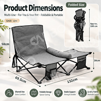 Chaise de camping Canbo avec lit pour chien intégré, chaise pliable d'extérieur pour personne et chien avec poches de rangement