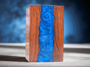 Caja de urna de madera y resina, caja de recuerdo conmemorativa con incrustaciones de resina azul única, urnas de cremación para cenizas de adultos - Product Image 6