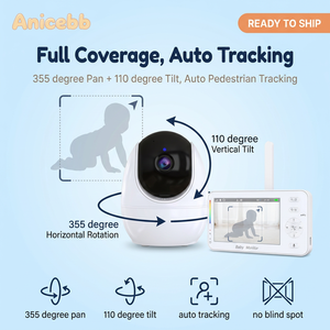 Monitor Video per Bambini Anicebb con Telecamera e Audio 1080P, Schermo 4.3 Pollici, WiFi, Rotazione e Inclinazione, Luce Notturna, Comunicazione Bidirezionale, Sensore di Temperatura per Neonati - Product Image 5