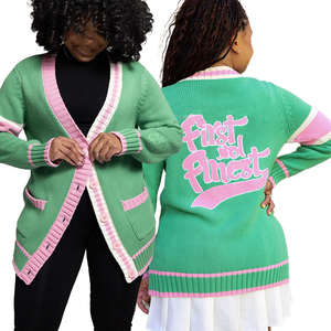 Historically Black College University Varsity Premium Letterman Embroidered <b>Cardigan</b> <b>Sweater</b> Sorority Apparel - Product Image 6