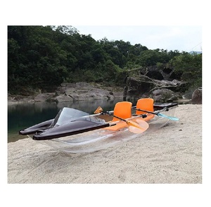 เรือคายัคใสสวยงามพร้อมพื้นเรือโปร่งใส ประกอบด้วยโครงสร้างคานกว้างที่มั่นคงและไม้พายสองใบ - Product Image 5